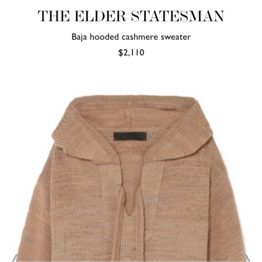 The Eldester Statesman Cashmere Sweater Baja Black Hoodie Sweatshirt Medium